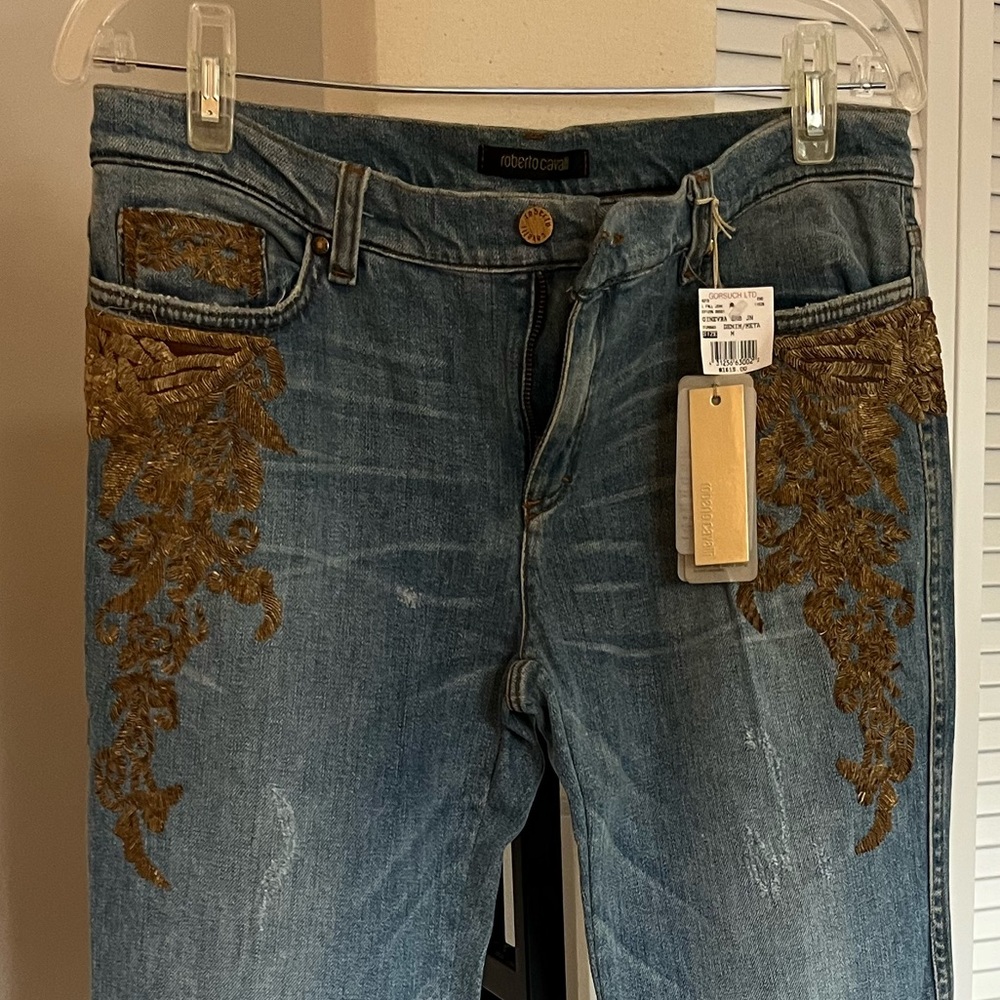 Roberto Cavalli Denim Jeans with Gold Detailing